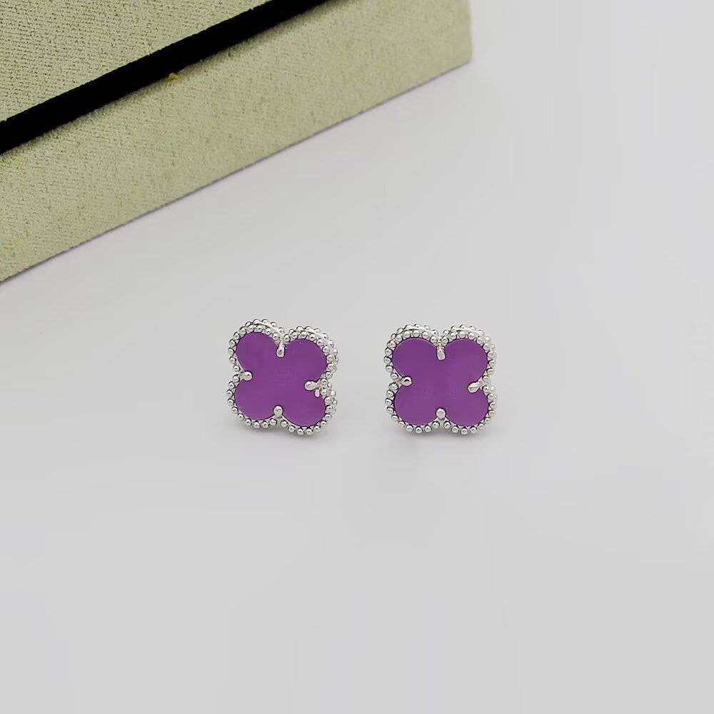 Van Cleef Arpels ヴァン クリーフアーペル レディース ピアス 四つ葉モチーフ ブランドピアス ギフト プレゼント パープル - 画像 6