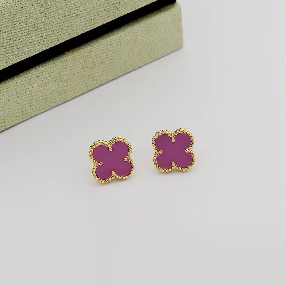 Van Cleef Arpels ヴァン クリーフアーペル レディース ピアス 四つ葉モチーフ ブランドピアス ギフト プレゼント パープル - 画像 7