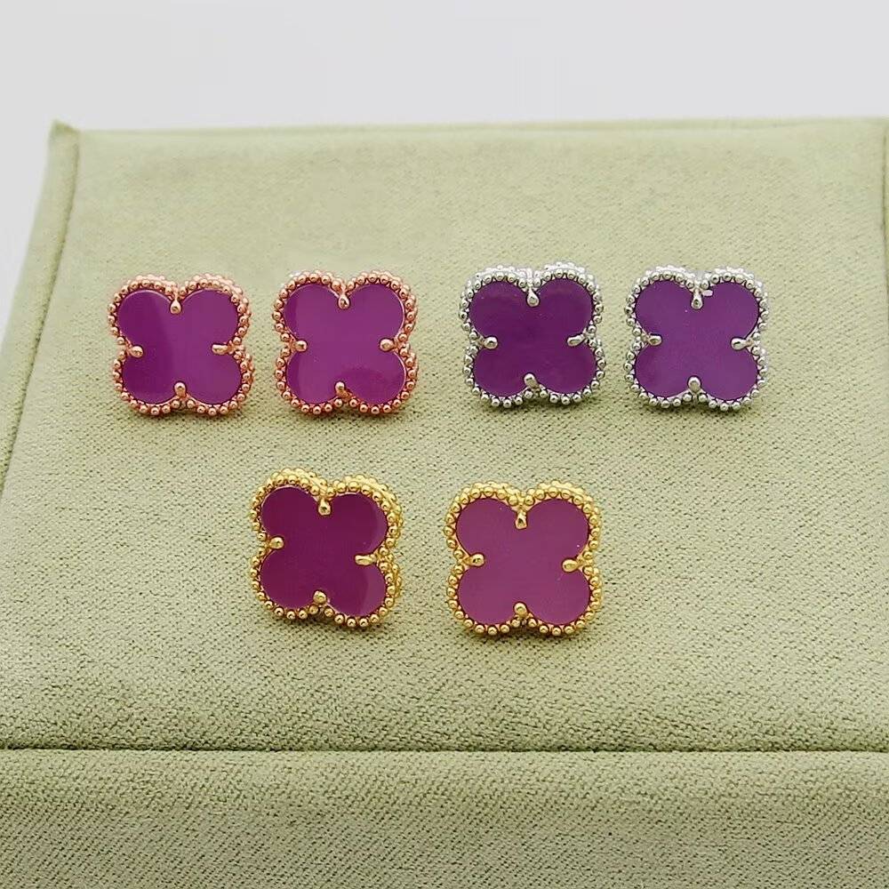 Van Cleef Arpels ヴァン クリーフアーペル レディース ピアス 四つ葉モチーフ ブランドピアス ギフト プレゼント パープル - 画像 8