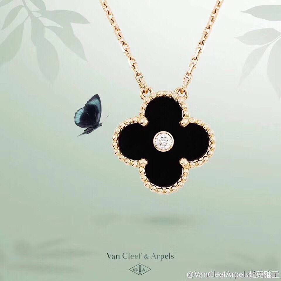 Van Cleef Arpels ヴァン クリーフアーペル レディース ネックレス クローバーモチーフ ブラック ブランドジュエリー - 画像 4