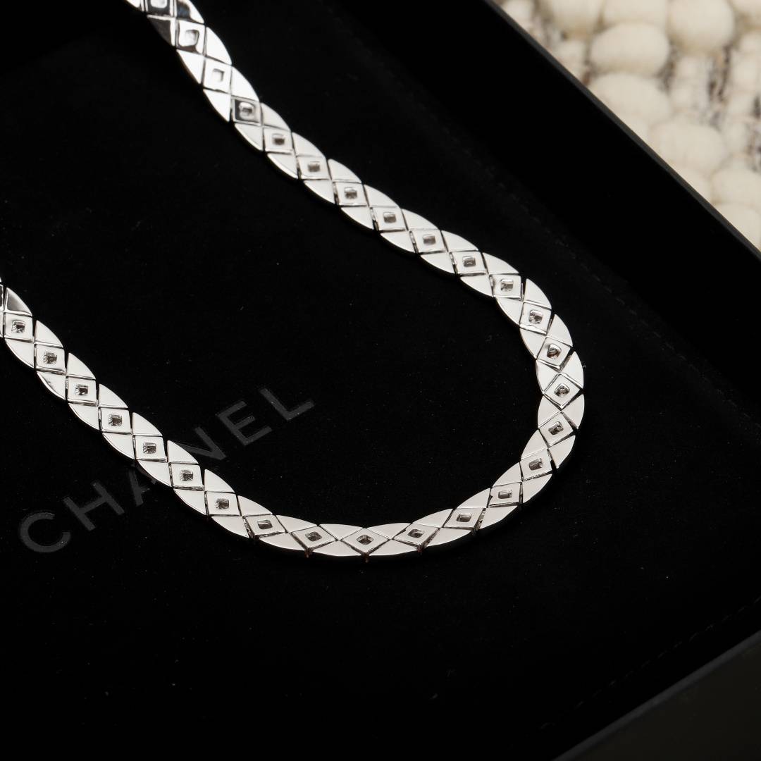 CHANEL シャネル レディース ネックレス キルティング ロゴプレート ブランドネックレス ブランドジュエリー シルバー - 画像 5