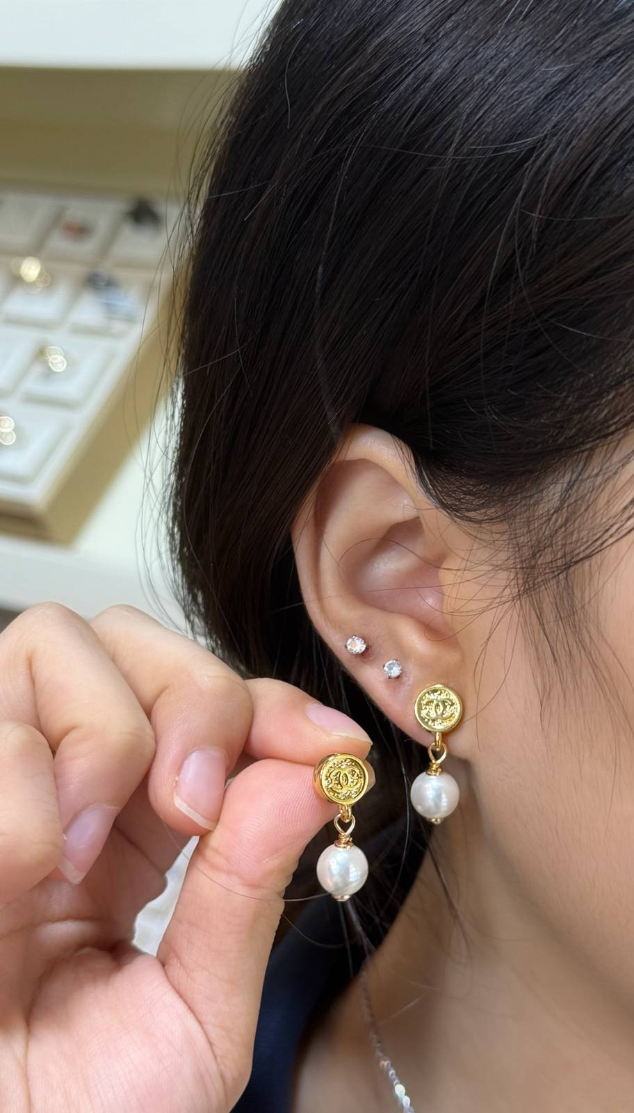 CHANEL シャネル レディース ピアス CCロゴ パール ブランドピアス 上品なアクセサリー ゴールド - 画像 7
