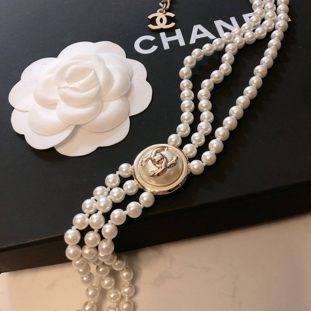 CHANEL シャネル レディース ネックレス CCロゴ パール チェーンモチーフ ブランドネックレス 上品なアクセサリー - 画像 3