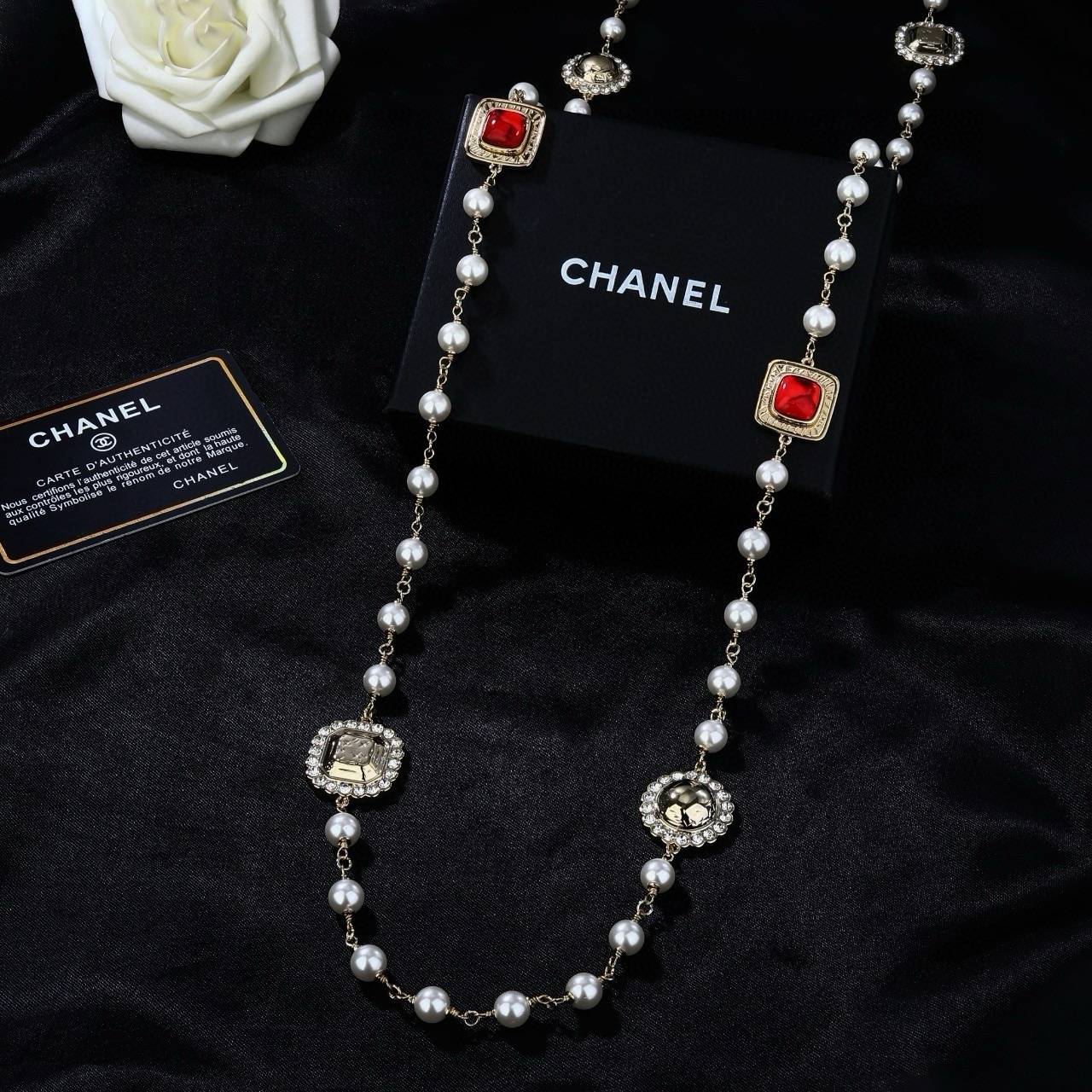 CHANEL シャネル レディース ネックレス ロゴプレート パール チェーンモチーフ ブランドネックレス 上品なアクセサリー - 画像 4