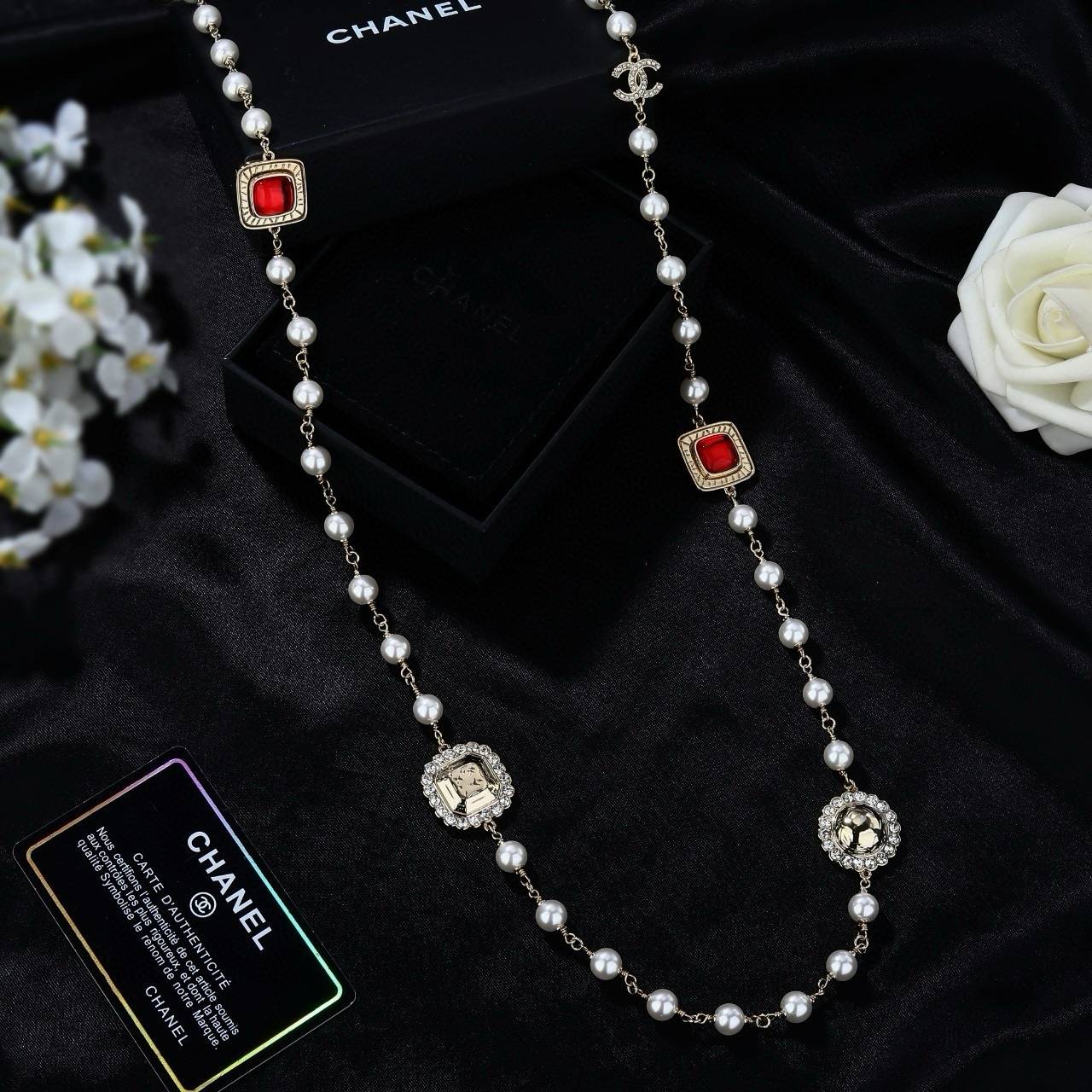 CHANEL シャネル レディース ネックレス ロゴプレート パール チェーンモチーフ ブランドネックレス 上品なアクセサリー - 画像 5