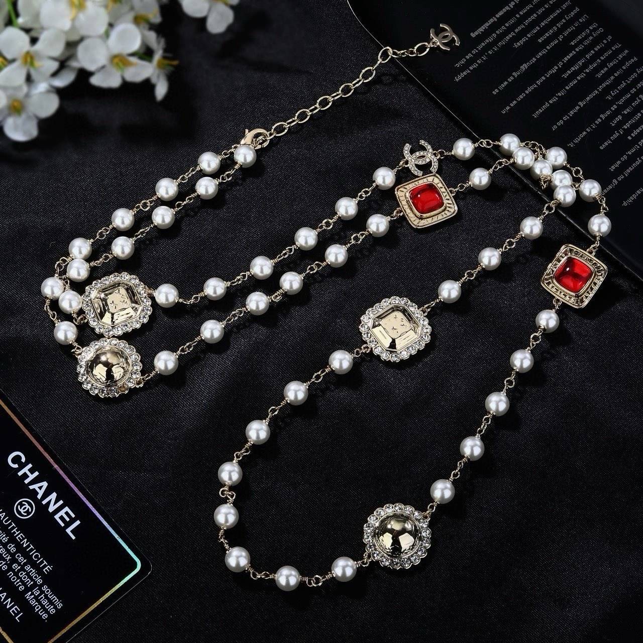 CHANEL シャネル レディース ネックレス ロゴプレート パール チェーンモチーフ ブランドネックレス 上品なアクセサリー - 画像 6