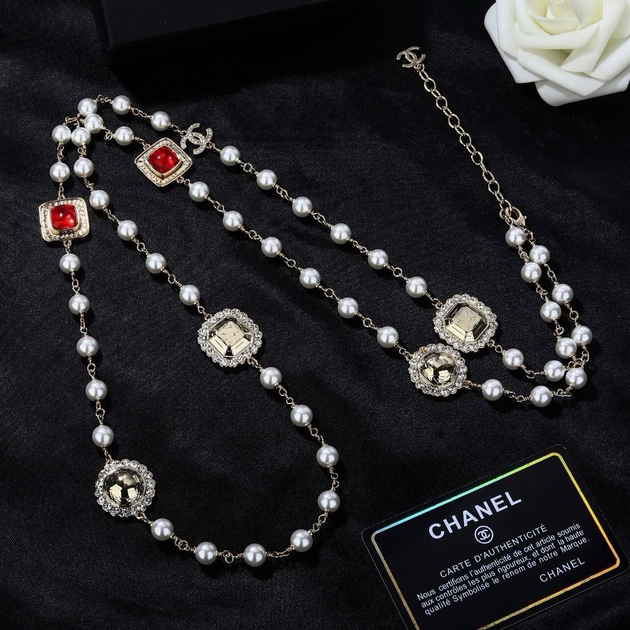 CHANEL シャネル レディース ネックレス ロゴプレート パール チェーンモチーフ ブランドネックレス 上品なアクセサリー - 画像 7
