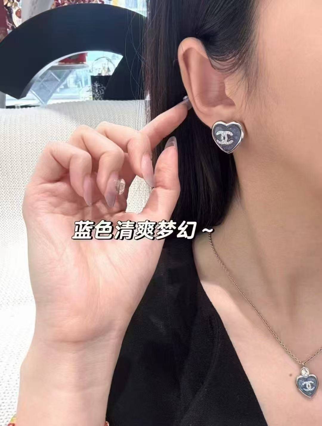 CHANEL シャネル レディース ピアス ココマーク ネックレス ブランドジュエリー 上品なアクセサリー ブルー - 画像 7
