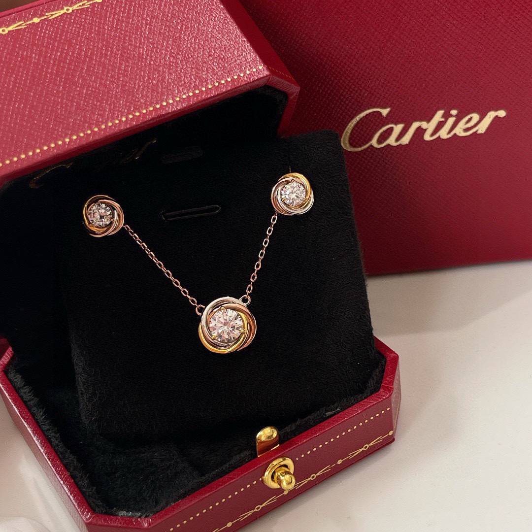 Cartier カルティエ レディース ピアス トリニティ イエローゴールド ホワイトゴールド ピンクゴールド ダイヤモンド ブランドジュエリー - 画像 2