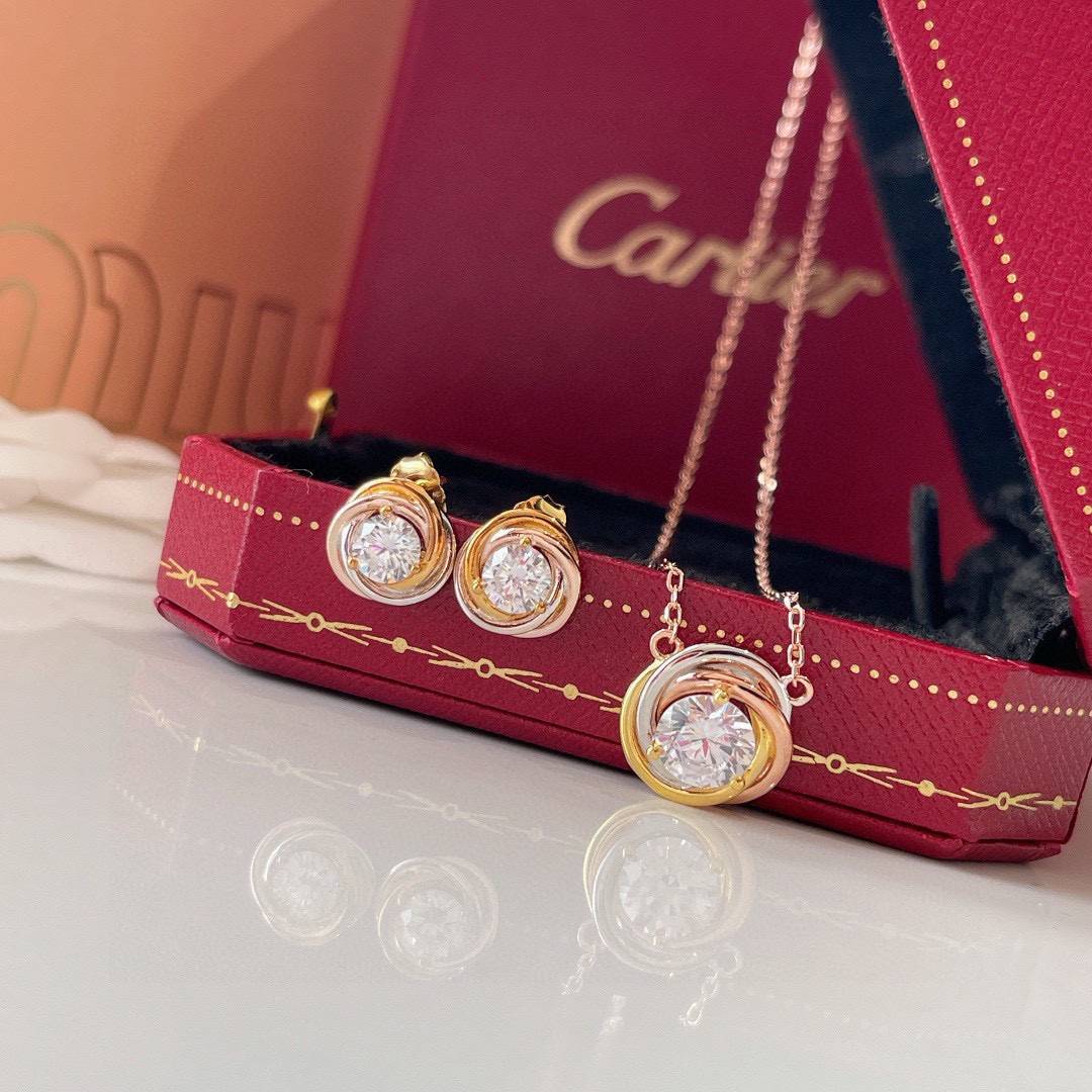 Cartier カルティエ レディース ピアス トリニティ イエローゴールド ホワイトゴールド ピンクゴールド ダイヤモンド ブランドジュエリー - 画像 3