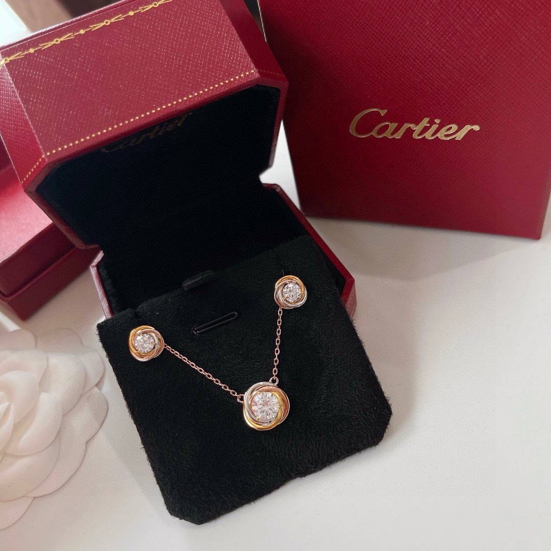 Cartier カルティエ レディース ピアス トリニティ イエローゴールド ホワイトゴールド ピンクゴールド ダイヤモンド ブランドジュエリー - 画像 4