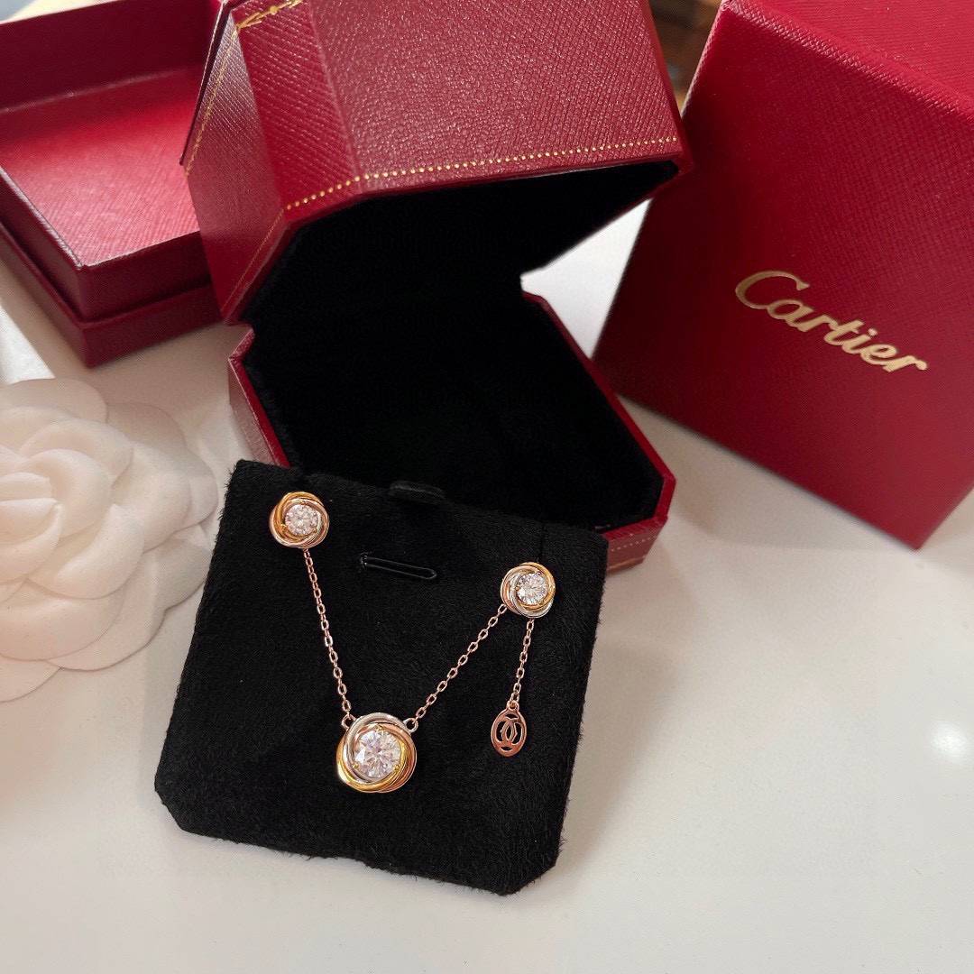 Cartier カルティエ レディース ピアス トリニティ イエローゴールド ホワイトゴールド ピンクゴールド ダイヤモンド ブランドジュエリー - 画像 5