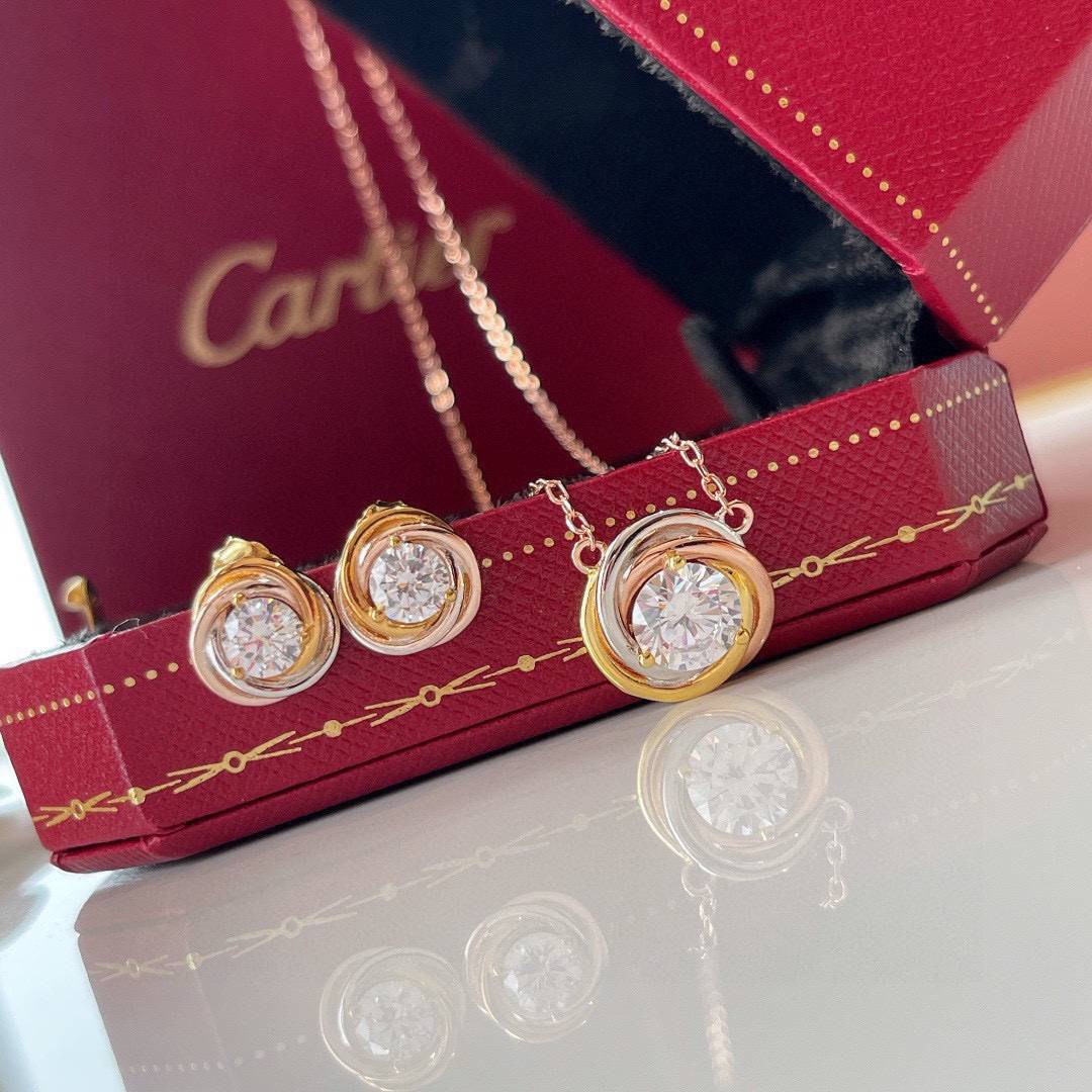 Cartier カルティエ レディース ピアス トリニティ イエローゴールド ホワイトゴールド ピンクゴールド ダイヤモンド ブランドジュエリー - 画像 6