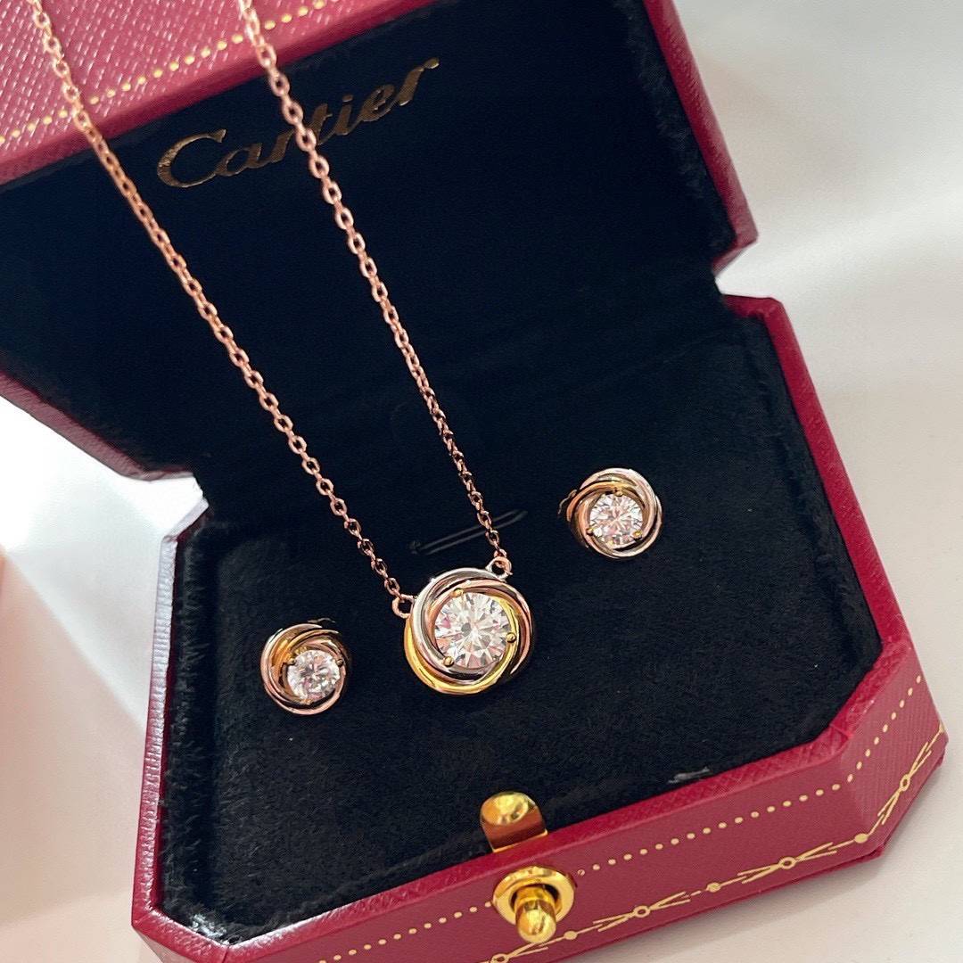 Cartier カルティエ レディース ピアス トリニティ イエローゴールド ホワイトゴールド ピンクゴールド ダイヤモンド ブランドジュエリー - 画像 7