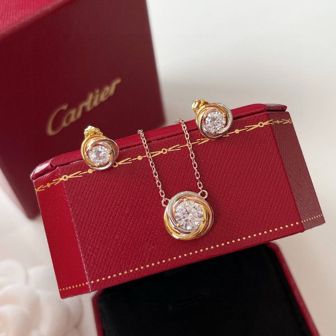 Cartier カルティエ レディース ピアス トリニティ イエローゴールド ホワイトゴールド ピンクゴールド ダイヤモンド ブランドジュエリー - 画像 9