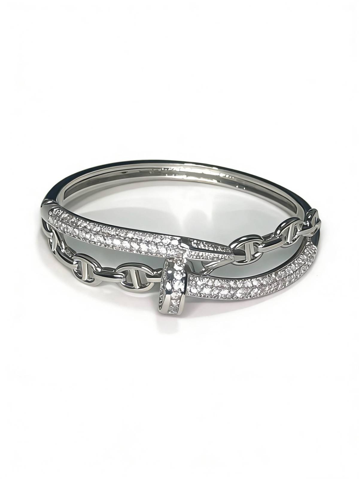 Cartier カルティエ レディース ブレスレット ジュスト アン クル 750 ホワイトゴールド ダイヤモンド ブランドジュエリー 普段使い