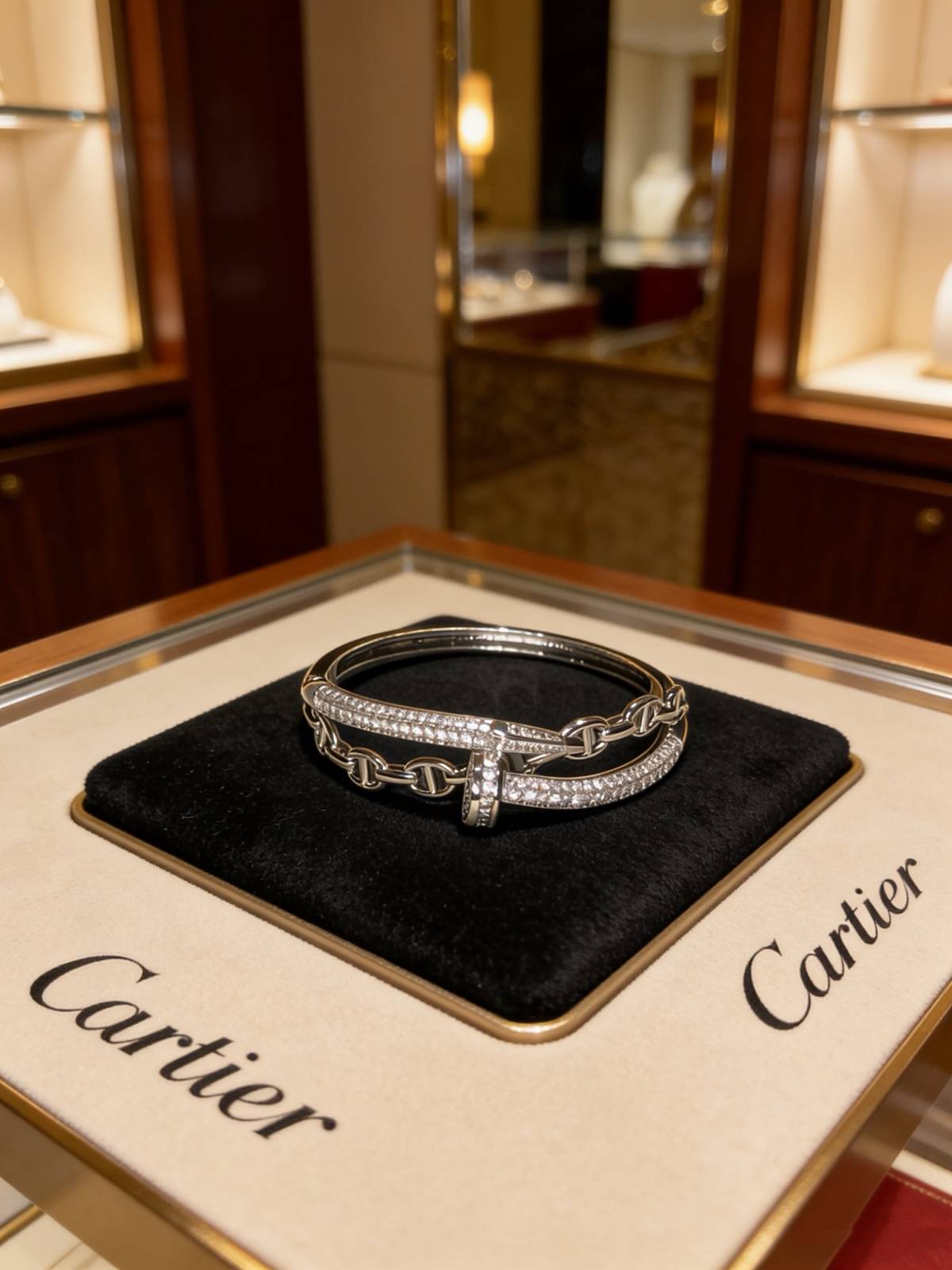 Cartier カルティエ レディース ブレスレット ジュスト アン クル 750 ホワイトゴールド ダイヤモンド ブランドジュエリー 普段使い - 画像 7