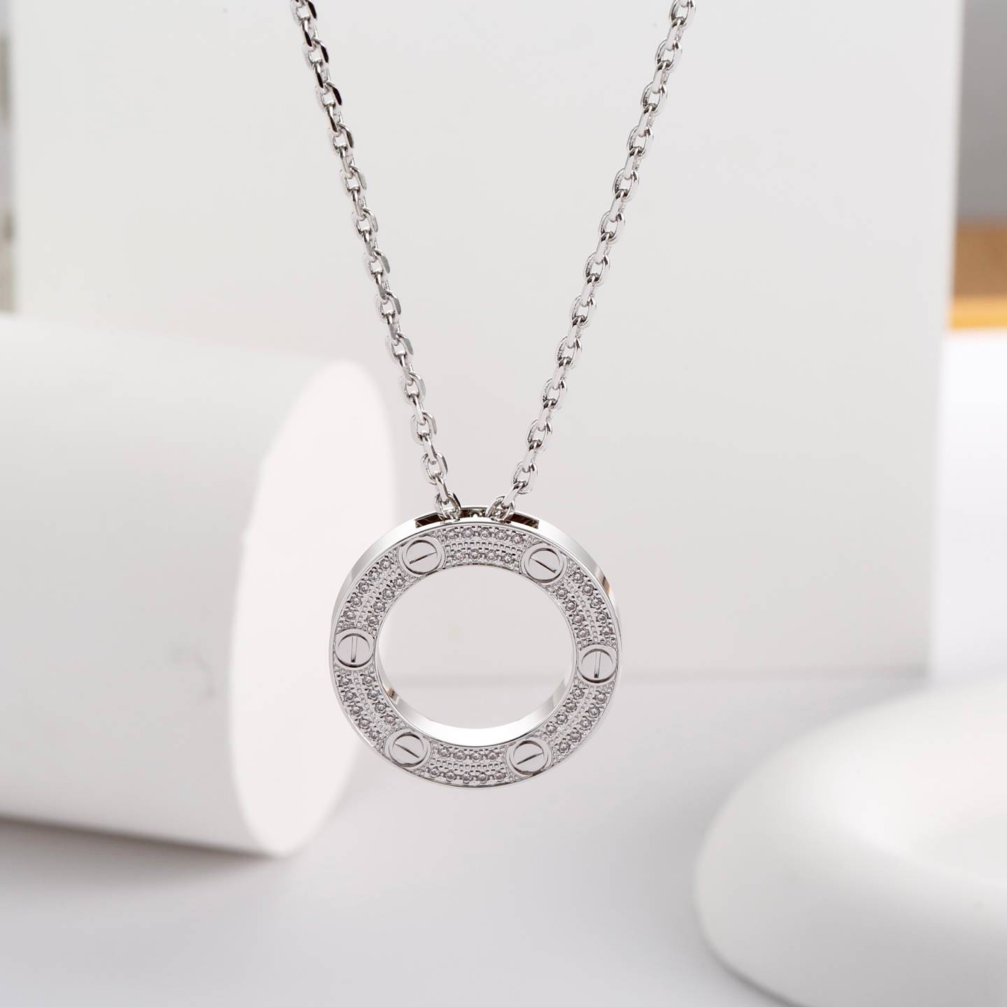 Cartier カルティエ レディース ネックレス LOVE ラブリング ホワイトゴールド 750 ダイヤモンド ブランドジュエリー 普段使い
