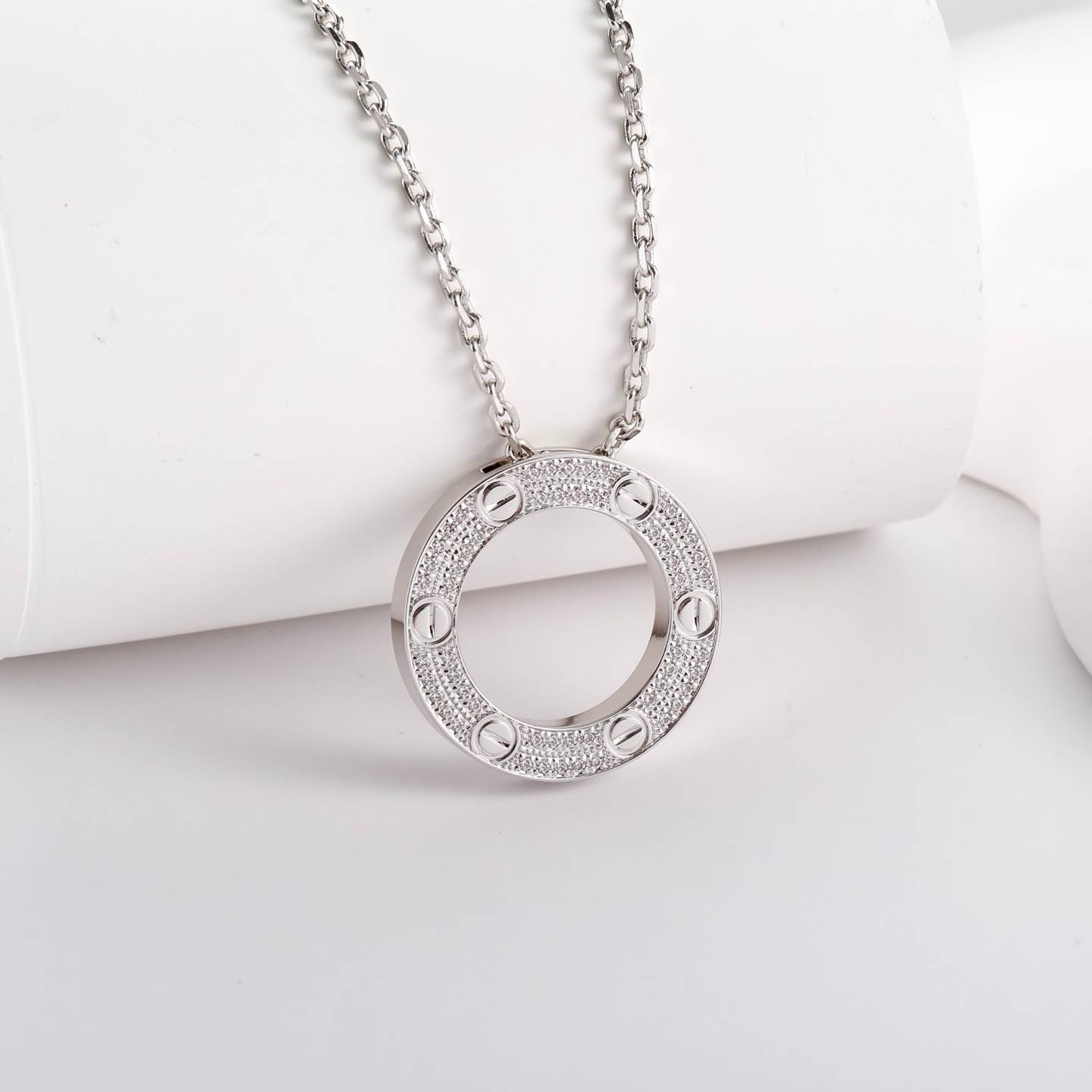 Cartier カルティエ レディース ネックレス LOVE ラブリング ホワイトゴールド 750 ダイヤモンド ブランドジュエリー 普段使い - 画像 7