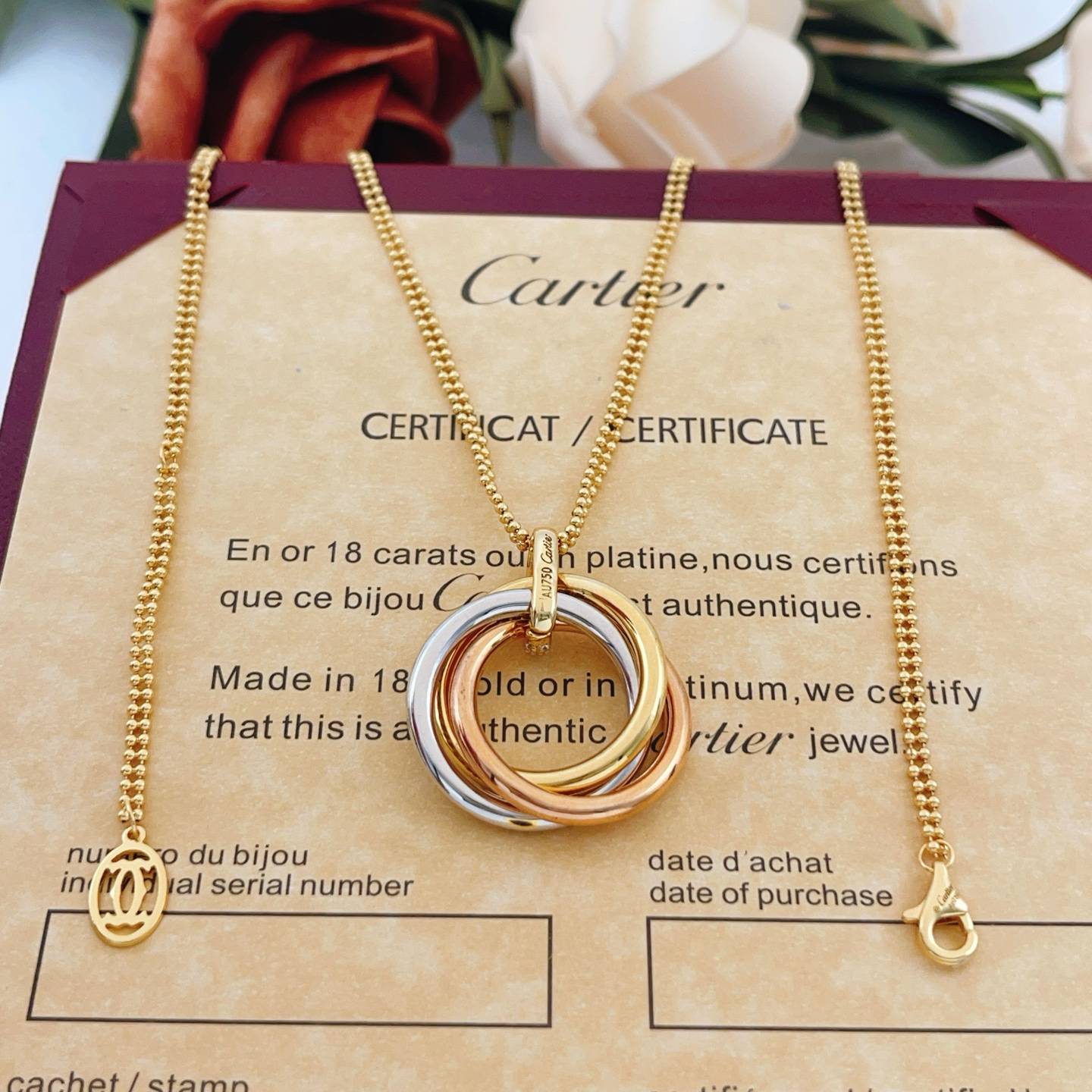 Cartier カルティエ レディース ネックレス トリニティ 750 18金 ブランドジュエリー 普段使い ギフト - 画像 4