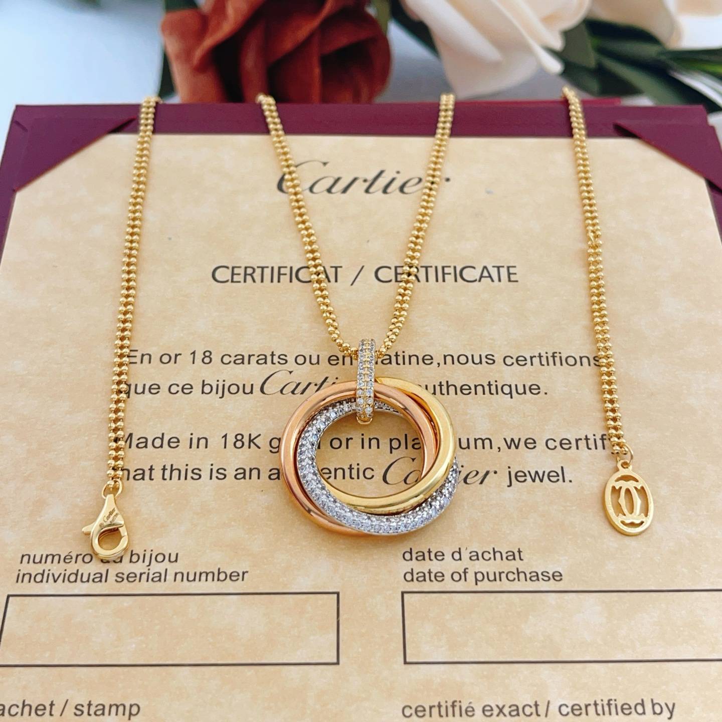 Cartier カルティエ レディース ネックレス トリニティ 750 18金 ブランドジュエリー 普段使い ギフト - 画像 5