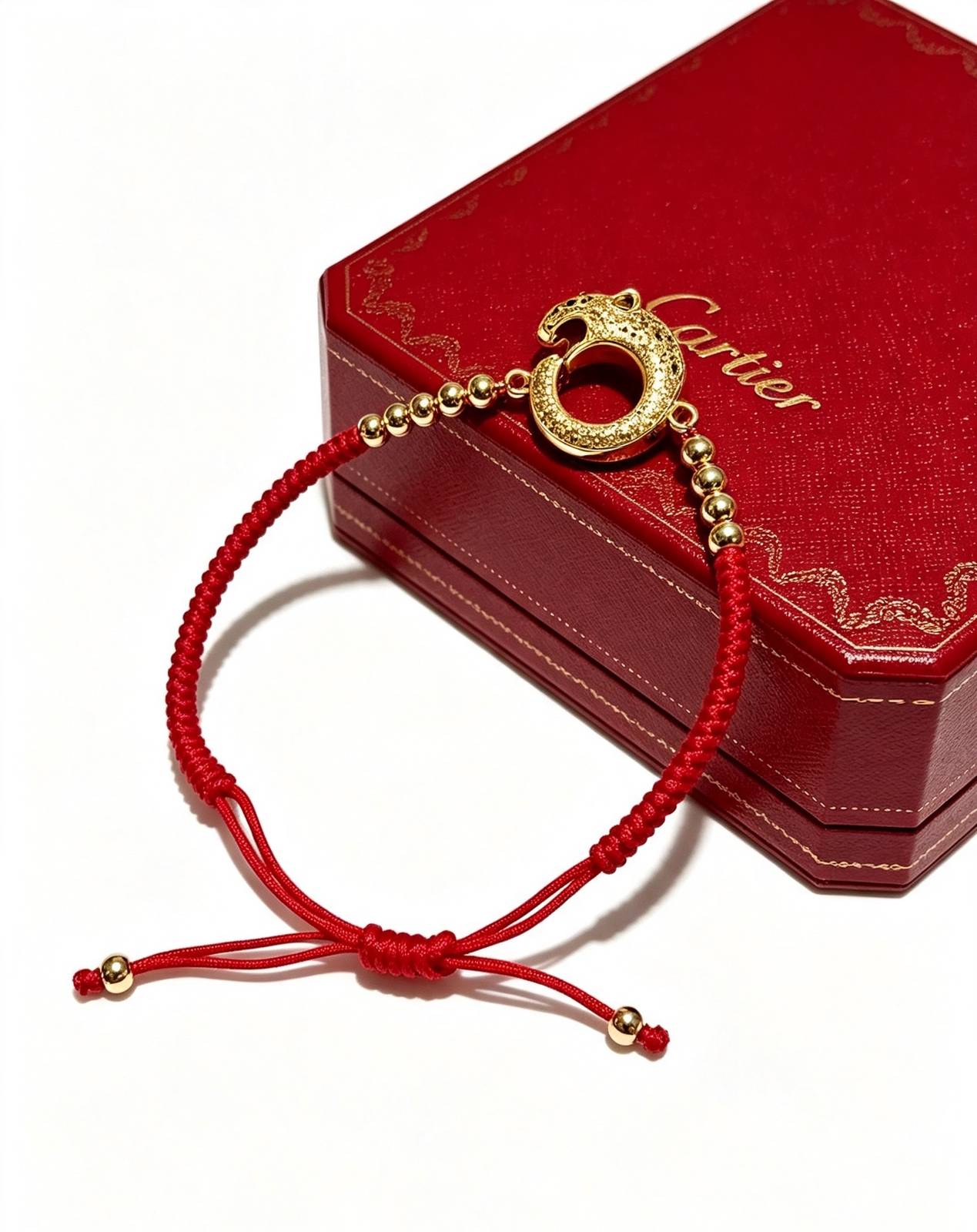 Cartier カルティエ レディース ブレスレット パンテール レッド チャーム 本物 ブランドジュエリー - 画像 7