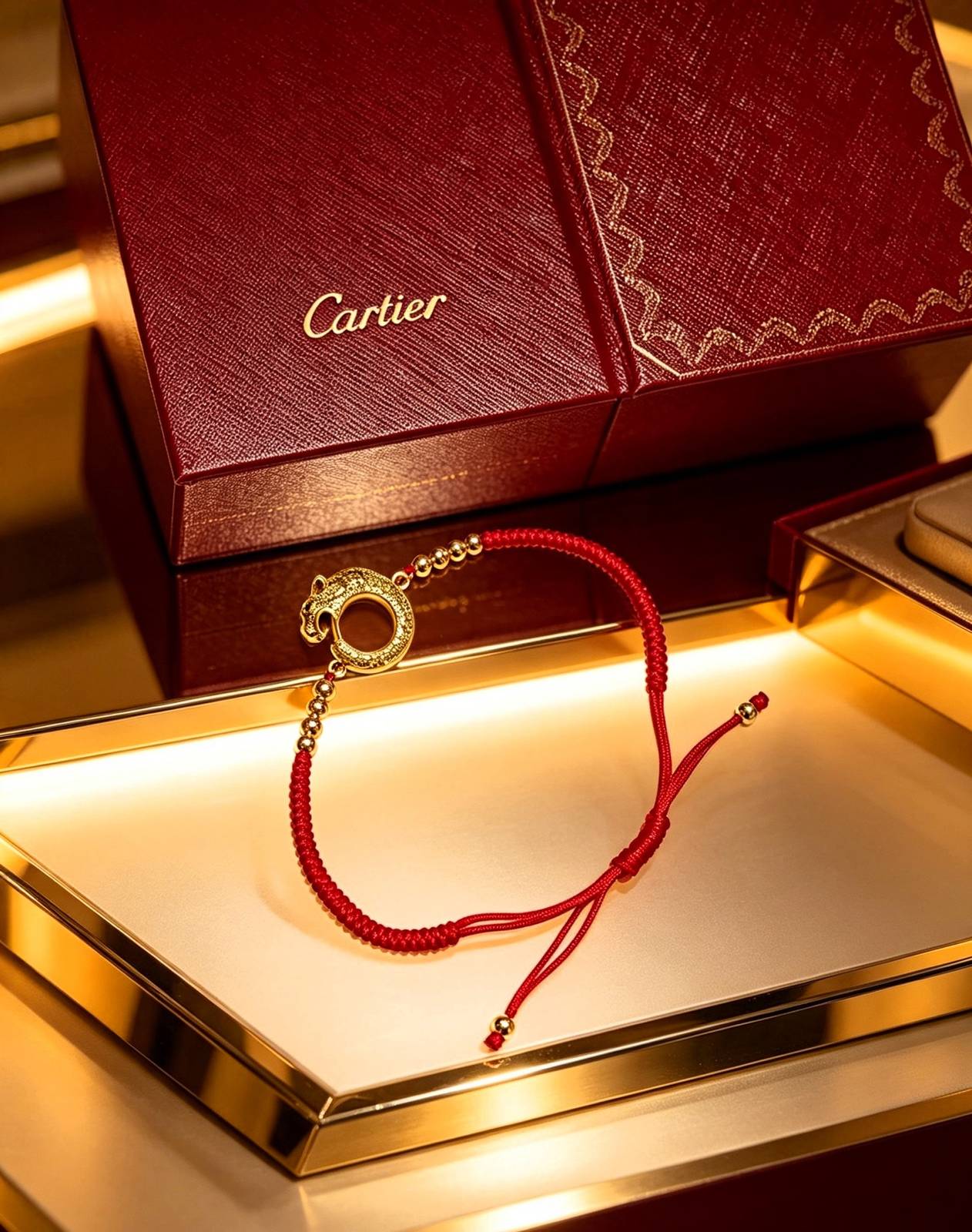 Cartier カルティエ レディース ブレスレット パンテール レッド チャーム 本物 ブランドジュエリー - 画像 9