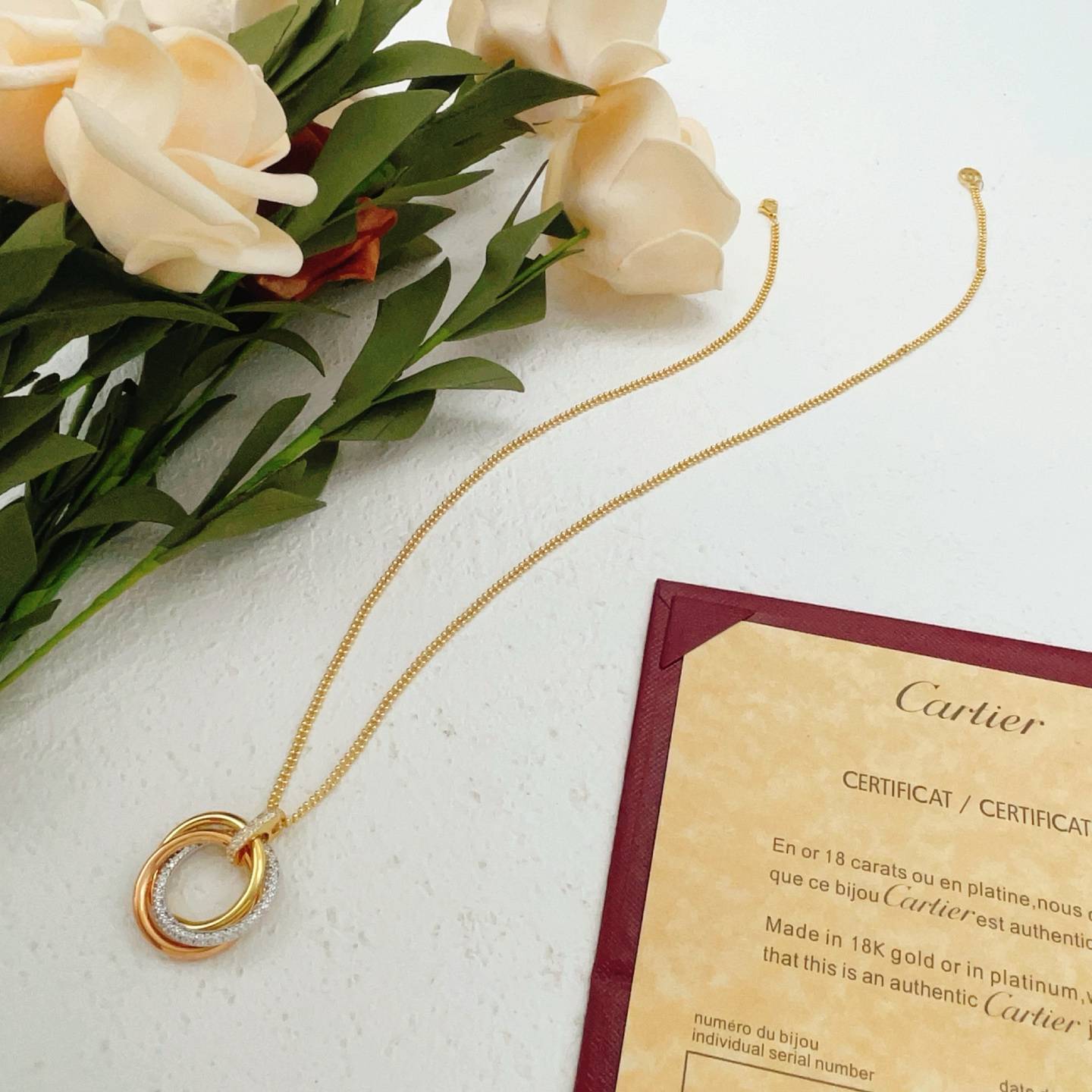 Cartier カルティエ レディース ネックレス トリニティ 750 YG ブランドジュエリー 高級ジュエリー