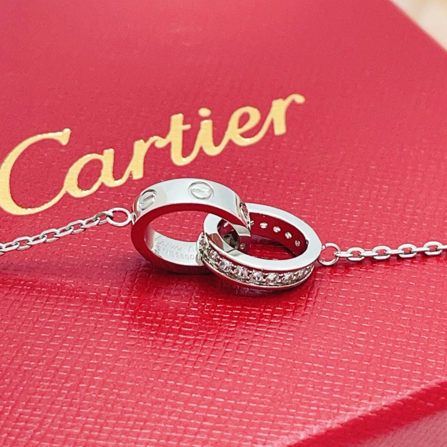 Cartier カルティエ レディース ネックレス ラブリング ダイヤモンド 750 ホワイトゴールド ブランドジュエリー 普段使い ギフト - 画像 8