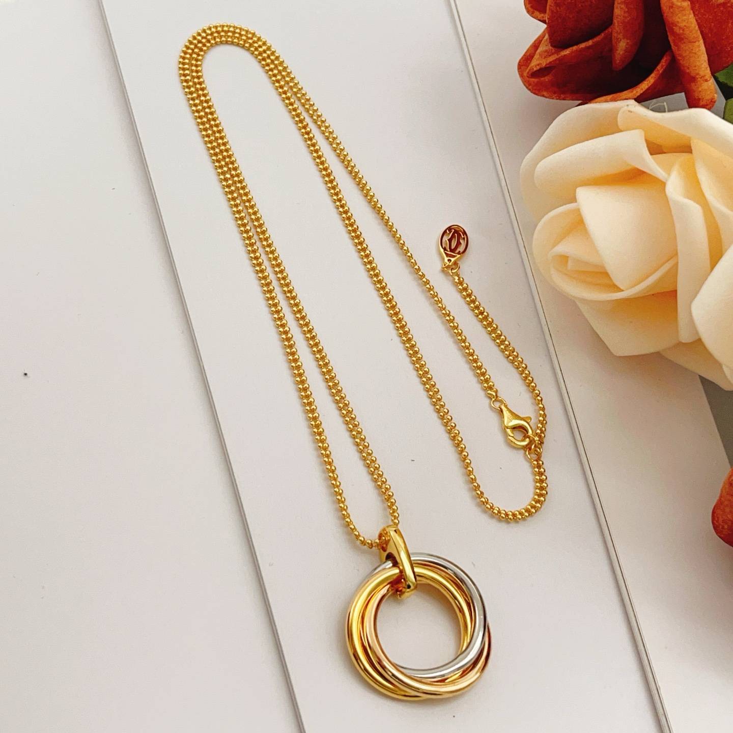 Cartier カルティエ レディース ネックレス トリニティ 750YG 1Pダイヤ ブランドジュエリー ギフト - 画像 5