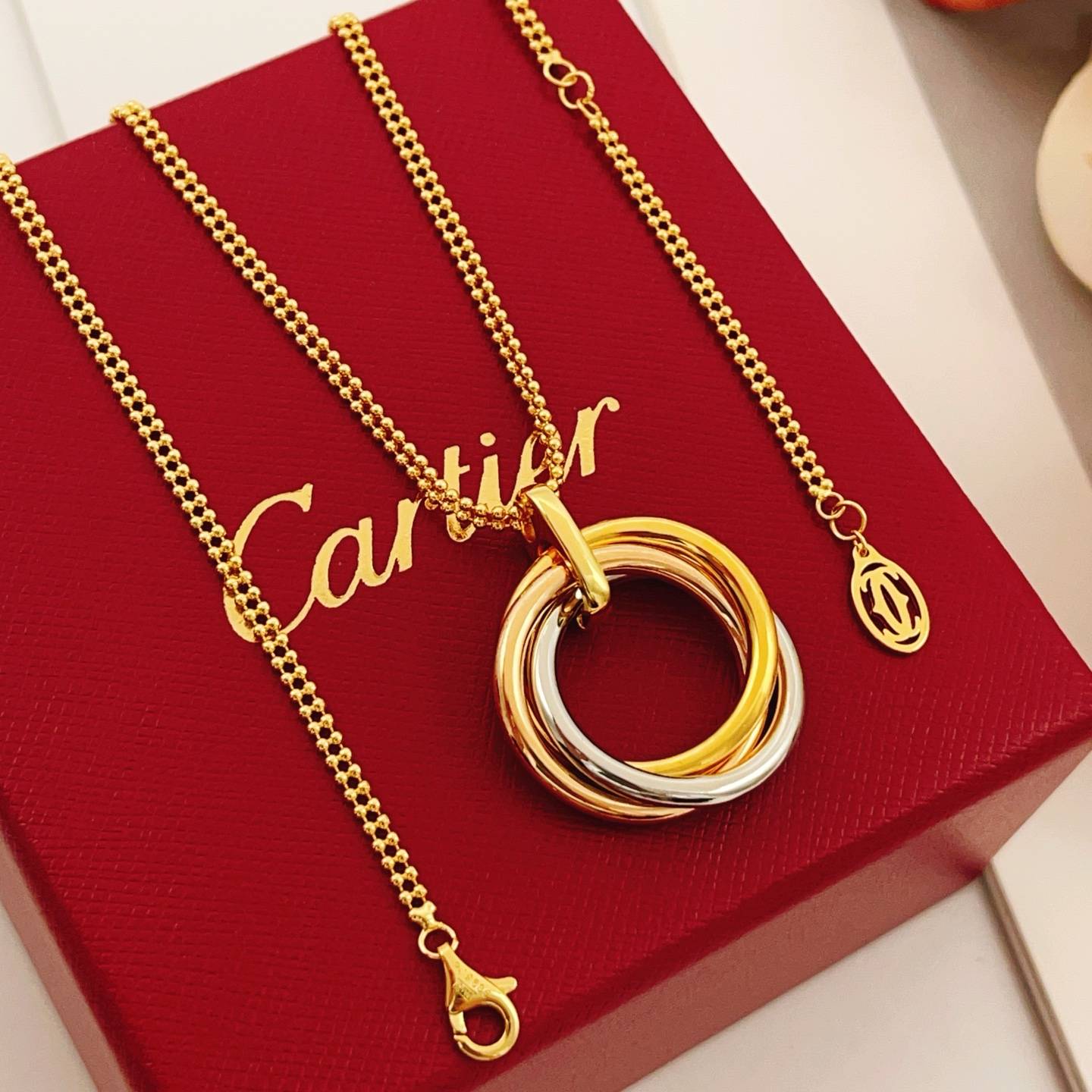 Cartier カルティエ レディース ネックレス トリニティ 750YG 1Pダイヤ ブランドジュエリー ギフト - 画像 7