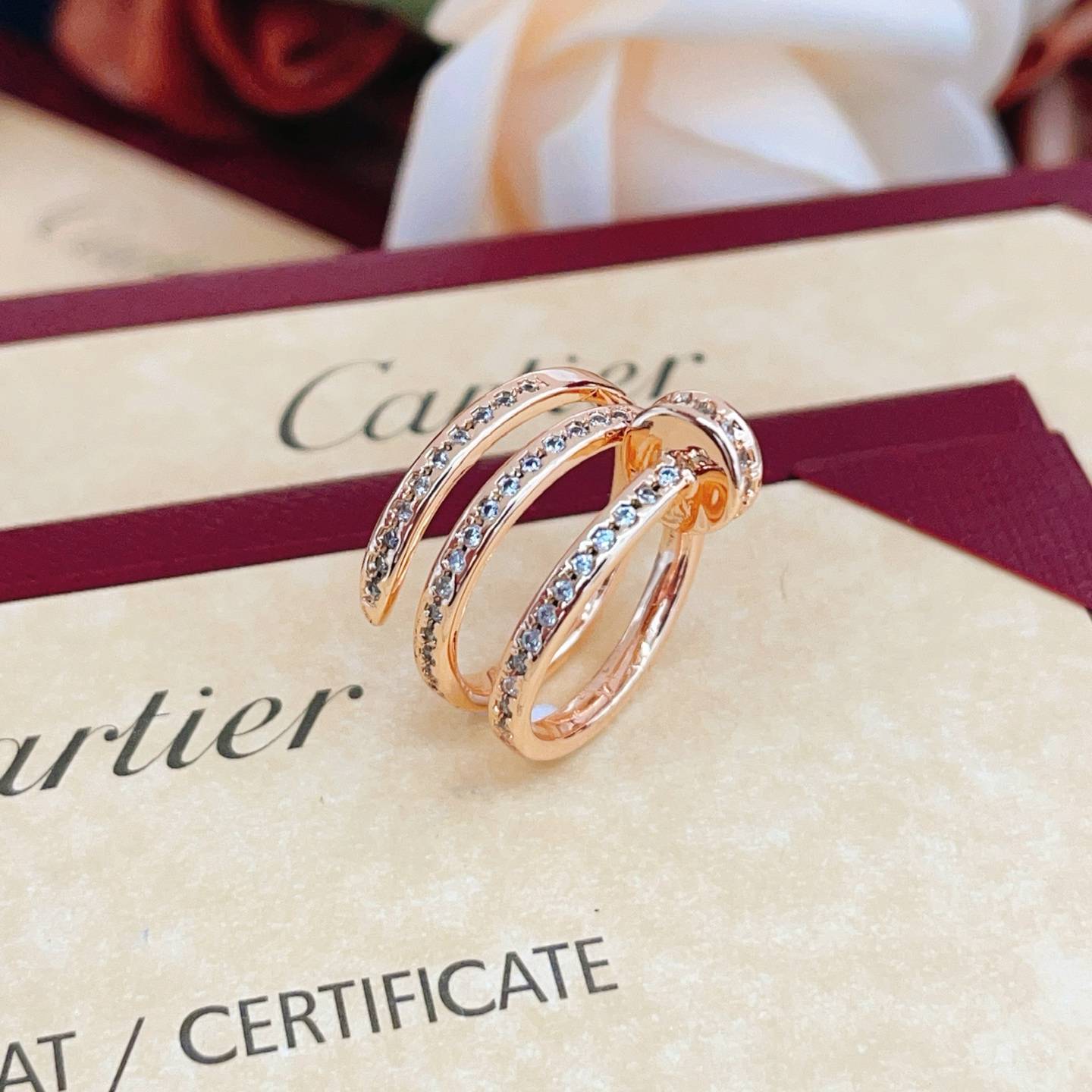 Cartier カルティエ レディース リング ジュスト アン クル 750YG 1Pダイヤ ブランドジュエリー 普段使い