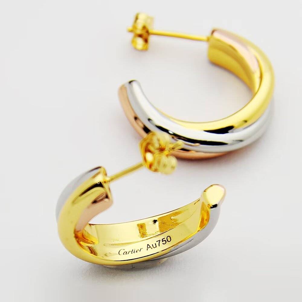 Cartier カルティエ レディース ピアス トリニティ 750 ダブルカラー 4連 ブランドジュエリー - 画像 2