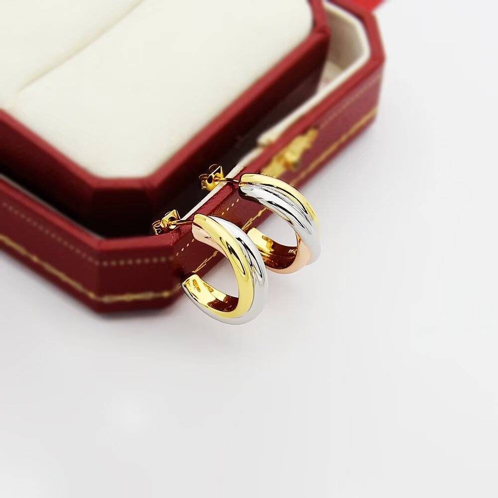 Cartier カルティエ レディース ピアス トリニティ 750 ダブルカラー 4連 ブランドジュエリー - 画像 7