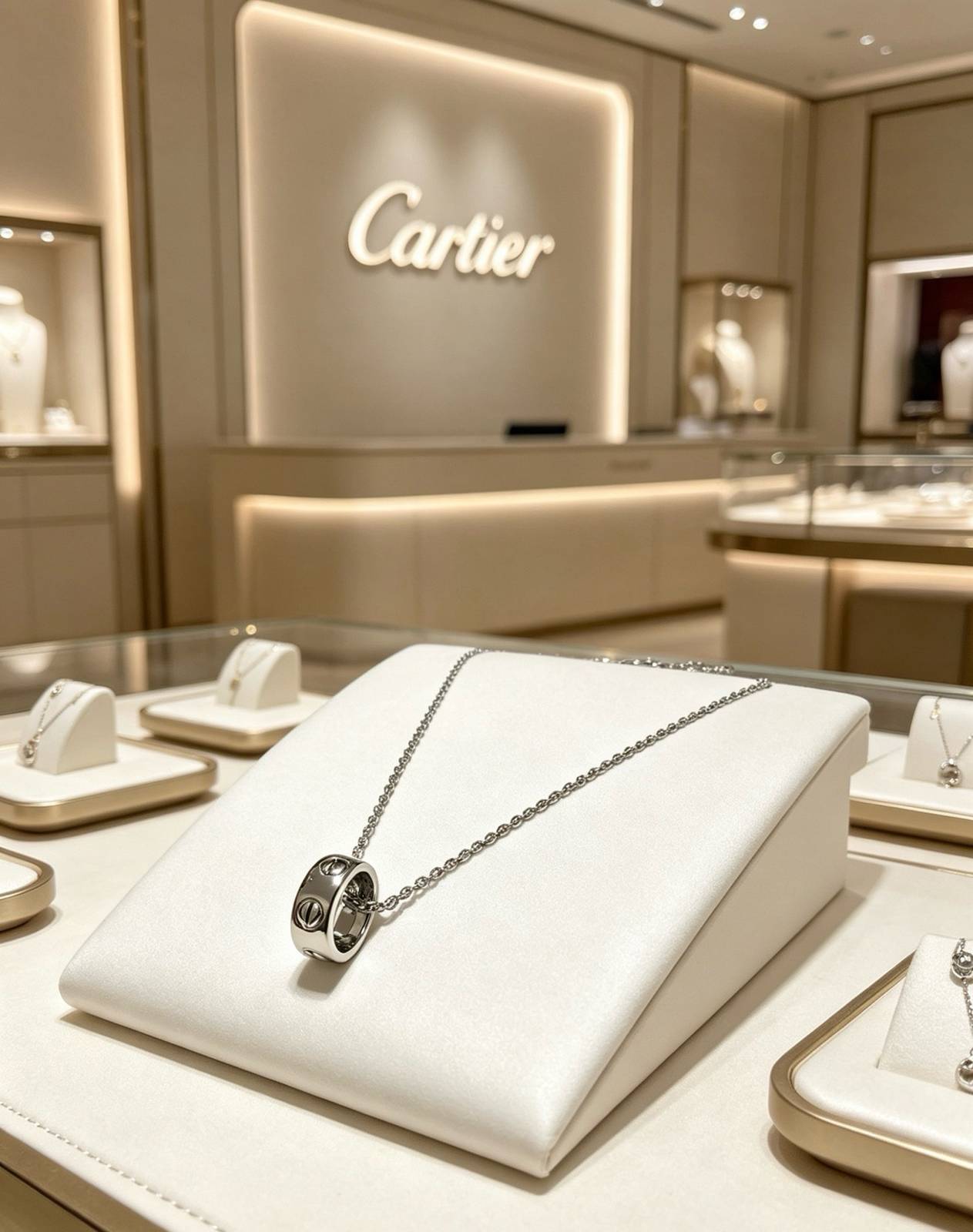 Cartier カルティエ レディース ネックレス ジュスト アン クル K18WG ブランドジュエリー 普段使い ギフト - 画像 3