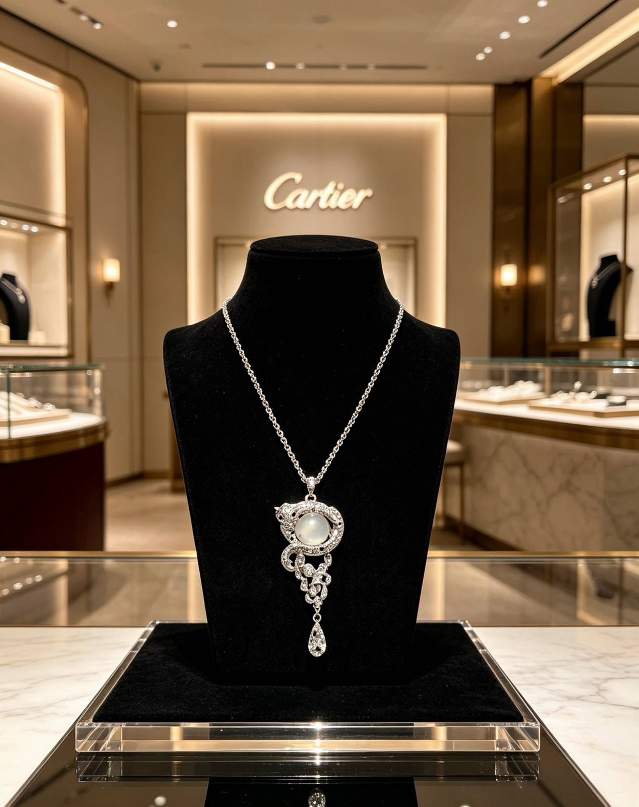Cartier カルティエ レディース ネックレス パンテール ダイヤモンド ホワイトゴールド ブランドジュエリー プレゼント - 画像 2