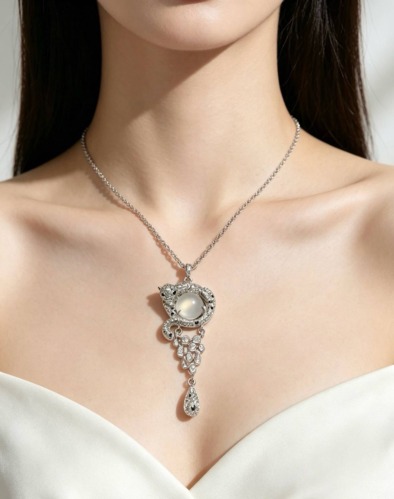 Cartier カルティエ レディース ネックレス パンテール ダイヤモンド ホワイトゴールド ブランドジュエリー プレゼント - 画像 4