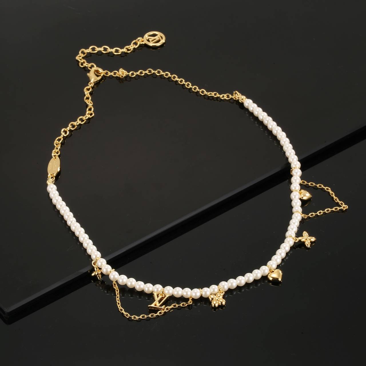 LOUIS VUITTON ルイヴィトン レディース ネックレス モノグラム シルバーカラー GP ブランドアクセサリー 普段使い ロゴネックレス - 画像 4