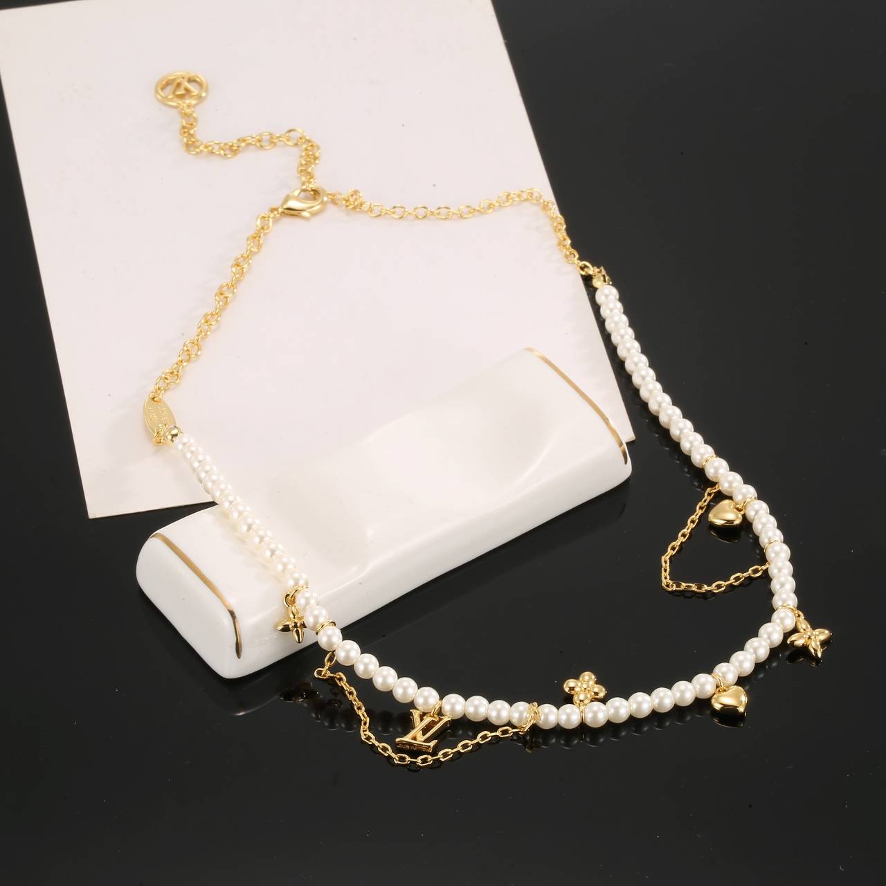 LOUIS VUITTON ルイヴィトン レディース ネックレス モノグラム シルバーカラー GP ブランドアクセサリー 普段使い ロゴネックレス - 画像 8