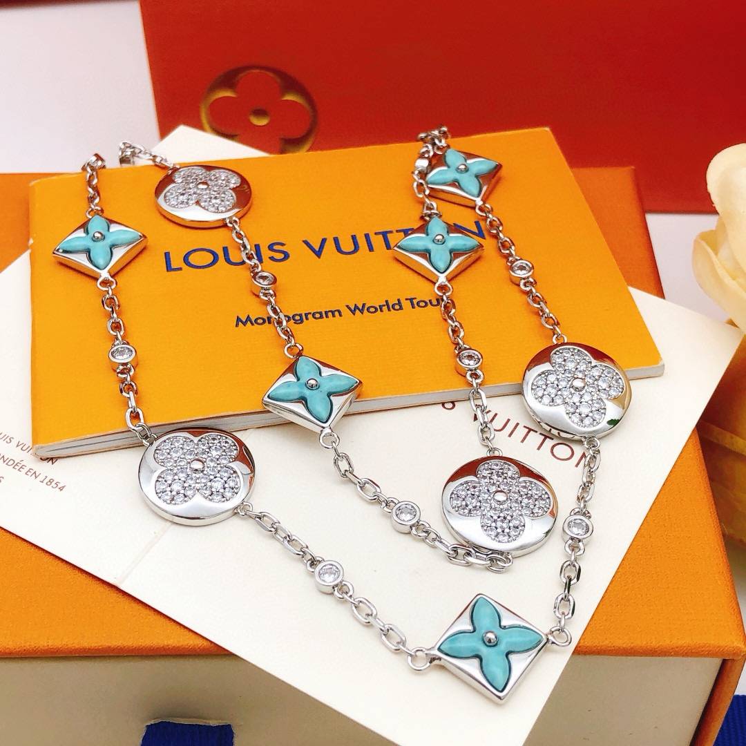 LOUIS VUITTON ルイヴィトン レディース ネックレス モノグラム シルバーカラー GP ブランドアクセサリー 日常使い ギフト - 画像 8
