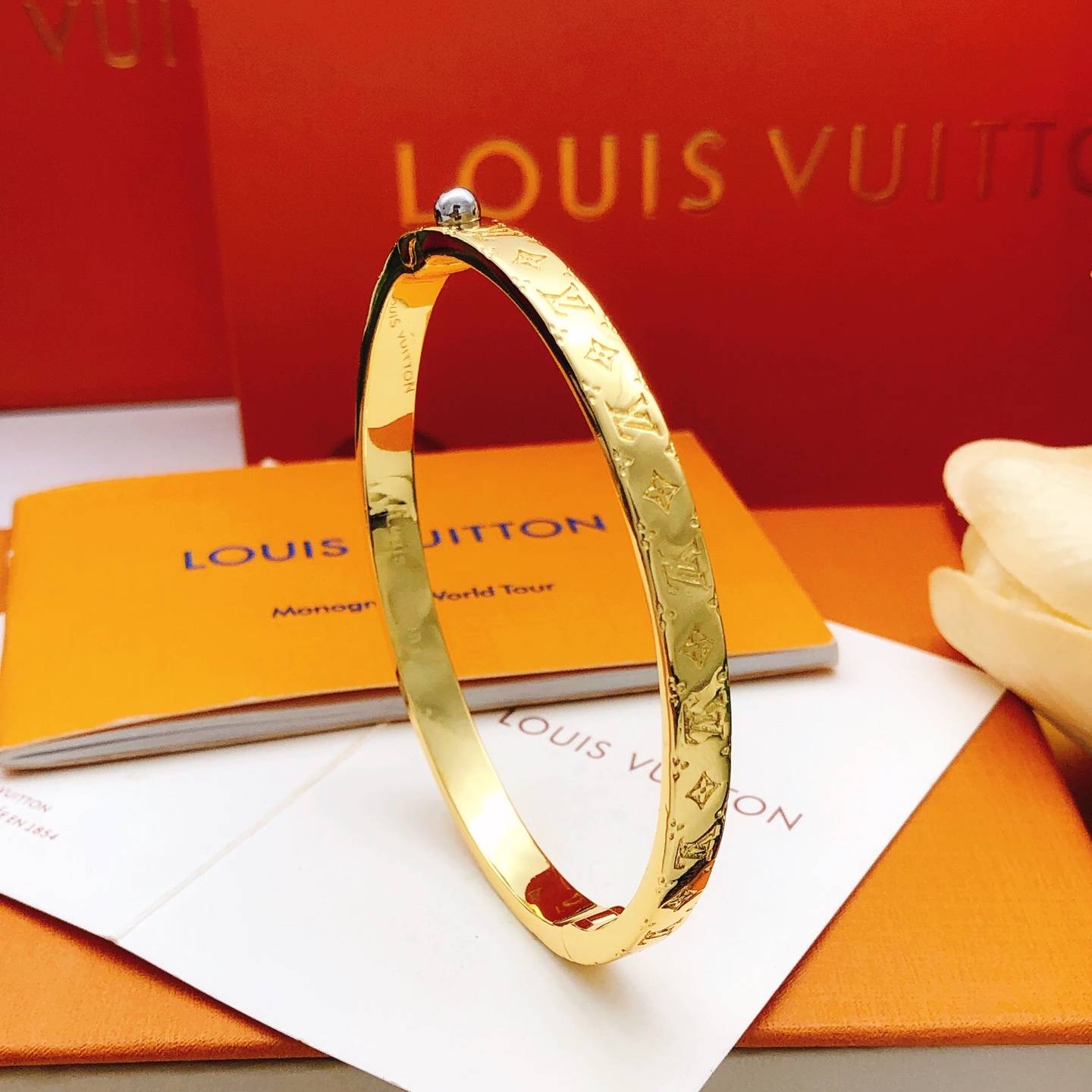 LOUIS VUITTON ルイヴィトン レディース ブレスレット モノグラム ゴールド仕上げ ブランドアクセサリー プチギフト - 画像 3
