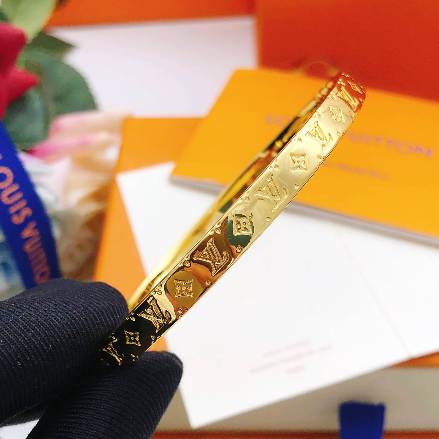 LOUIS VUITTON ルイヴィトン レディース ブレスレット モノグラム ゴールド仕上げ ブランドアクセサリー プチギフト - 画像 6