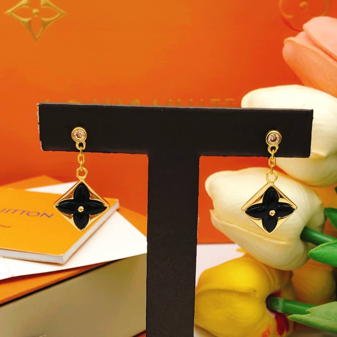 LOUIS VUITTON ルイヴィトン レディース ピアス モノグラム ブラスレ ブラック ゴールド仕上げ ロゴネックレス ブランドアクセサリー - 画像 3