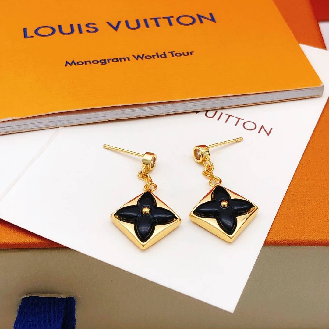 LOUIS VUITTON ルイヴィトン レディース ピアス モノグラム ブラスレ ブラック ゴールド仕上げ ロゴネックレス ブランドアクセサリー - 画像 5