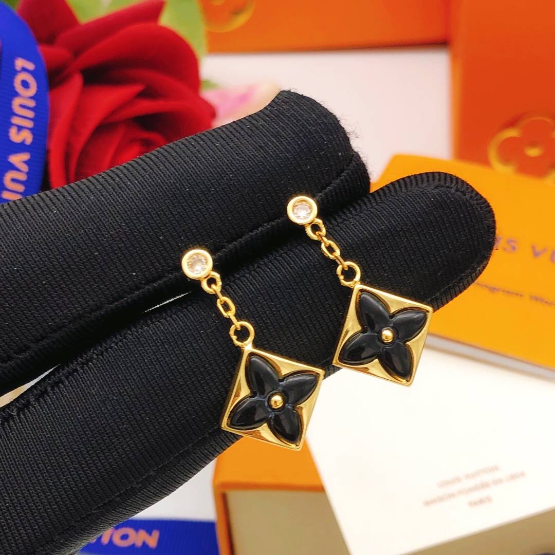 LOUIS VUITTON ルイヴィトン レディース ピアス モノグラム ブラスレ ブラック ゴールド仕上げ ロゴネックレス ブランドアクセサリー - 画像 6