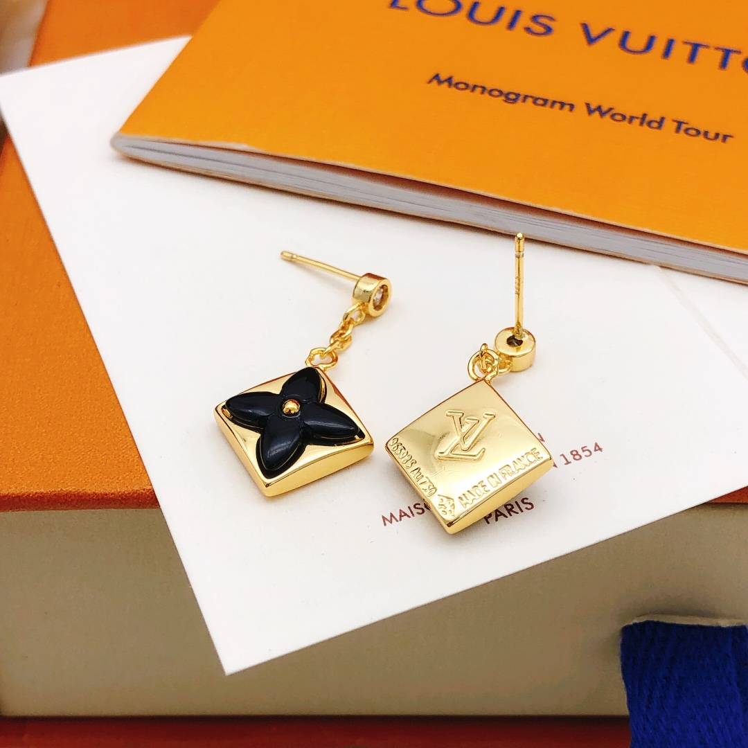 LOUIS VUITTON ルイヴィトン レディース ピアス モノグラム ブラスレ ブラック ゴールド仕上げ ロゴネックレス ブランドアクセサリー - 画像 7