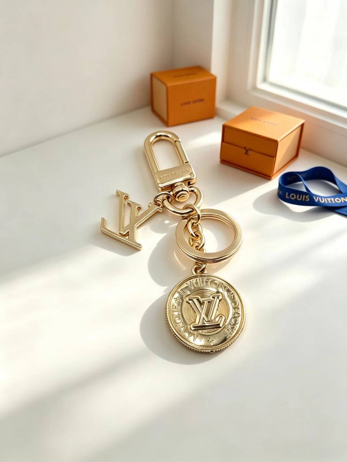 LOUIS VUITTON ルイヴィトン レディース キーホルダー LVイニシャル モノグラム ブラスレ シルバーカラー ブラウン キーチェーン ブランドアクセ - 画像 4
