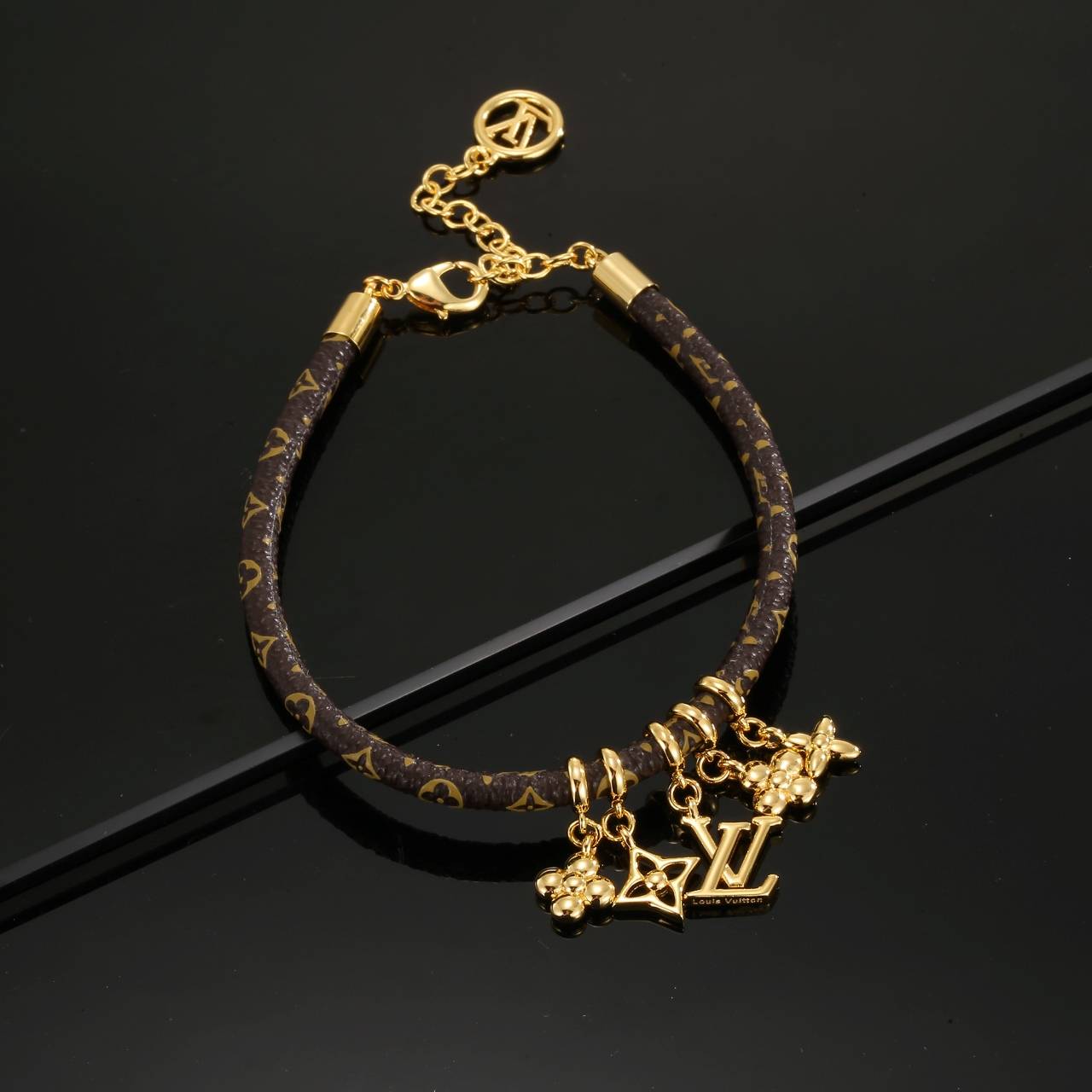 LOUIS VUITTON ルイヴィトン レディース ブレスレット モノグラム キャンバス メタル ゴールド仕上げ ブランドアクセサリー プチギフト - 画像 5