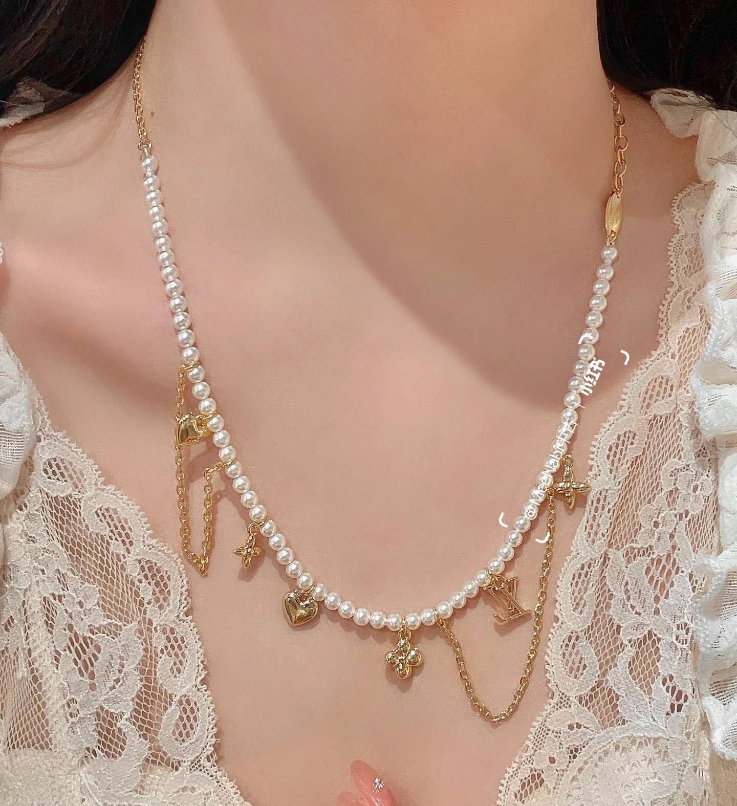 LOUIS VUITTON ルイヴィトン レディース ネックレス モノグラム シルバーカラー GP ブランドアクセサリー プチジュエリー - 画像 7