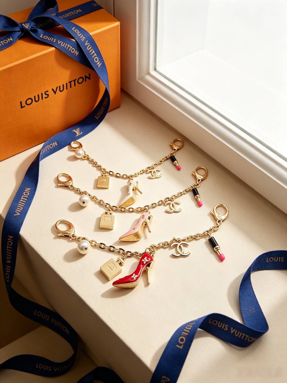 LOUIS VUITTON ルイヴィトン レディース チャーム ブレスレット モノグラム ブラスレ ゴールド仕上げ ブランドアクセサリー 普段使い
